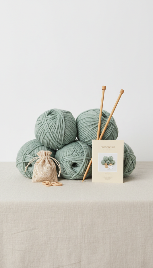 Soft Sage Beginner Knitting Kit